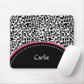 Chic-Schwarz-weißer Leopard-Druck-Rosa-Akzent-Name Mousepad (Mit Mouse)