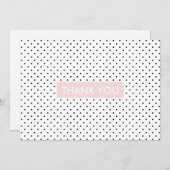 Chic Schwarz-weißer Polka-Punkt Dankeskarte (Vorne/Hinten)