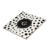 Chic Schwarz-weißes Cheetahdruck-Mustermonogramm Fliese (Seite)