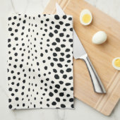 Chic Schwarz-weißes Cheetahdruck-Mustermonogramm Geschirrtuch (Viertel Falte)