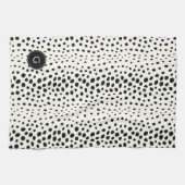 Chic Schwarz-weißes Cheetahdruck-Mustermonogramm Geschirrtuch (Horizontal)