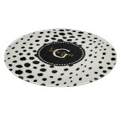 Chic Schwarz-weißes Cheetahdruck-Mustermonogramm Schneidebrett (Ecke)