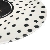 Chic Schwarz-weißes Cheetahdruck-Mustermonogramm Schneidebrett (Ecke)