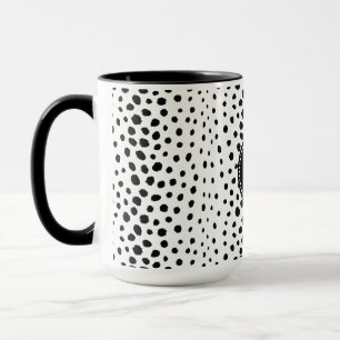 Chic Schwarz-weißes Cheetahdruck-Mustermonogramm Tasse