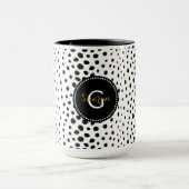 Chic Schwarz-weißes Cheetahdruck-Mustermonogramm Tasse (Zentrum)