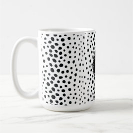 Chic Schwarz-weißes Cheetahdruck-Mustermonogramm Tasse