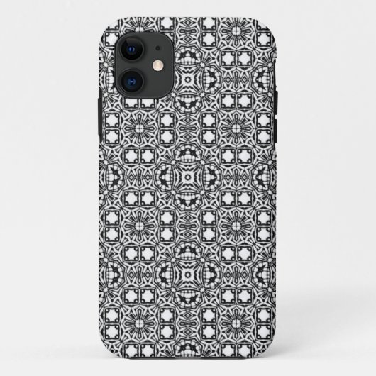 Chic Schwarz-weißes verziertes Musteraccessoire tr Case-Mate iPhone Hülle (Rückseite)