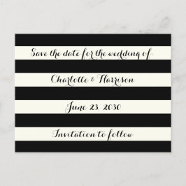 Chic schwarze Elfenbeinstreifen Hochzeit Speichern Feiertagspostkarte