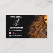 Chic schwarze Hintergrund Friseur Visitenkarte (Rückseite)