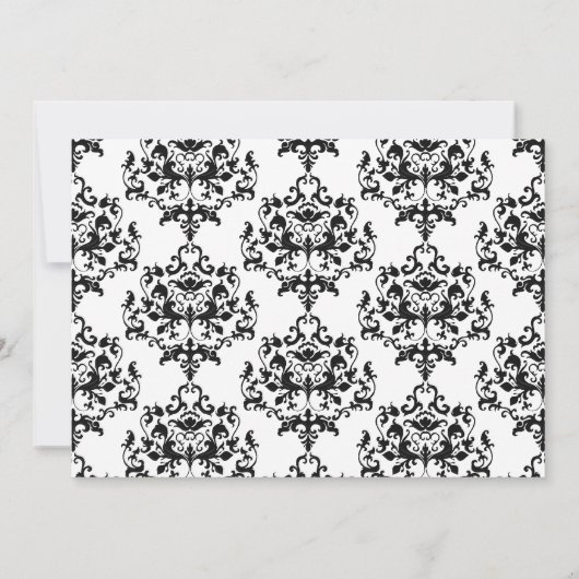 Chic-schwarze u. weiße Damast-Brautparty-Einladung Einladung (Rückseite)