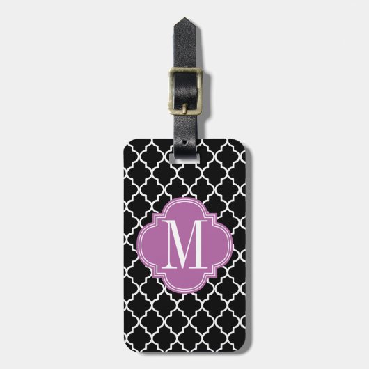 Chic-schwarzes marokkanisches Gitter Gepäckanhänger (Vorderseite vertikal)