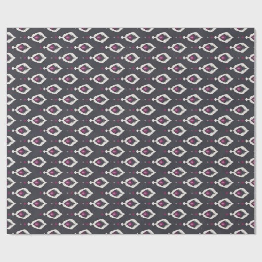 Chic schwarzes und lila ikat Stammes- Muster Geschenkpapier (Flach)