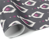 Chic schwarzes und lila ikat Stammes- Muster Geschenkpapier (Rolleneckpunkt)