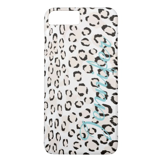 Chic Schwarzweiß-Cheetah-Print-Monogramm Case-Mate iPhone Hülle (Rückseite)