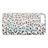 Chic Schwarzweiß-Cheetah-Print-Monogramm Case-Mate iPhone Hülle (Rückseite (Horizontal))