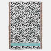 Chic Schwarzweiß-Cheetah-Print-Monogramm Decke (Vorderseite Vertikal)