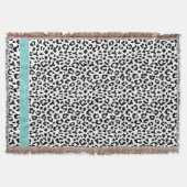 Chic Schwarzweiß-Cheetah-Print-Monogramm Decke (Vorderseite)