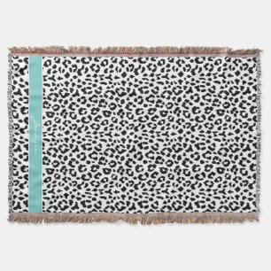 Chic Schwarzweiß-Cheetah-Print-Monogramm Decke