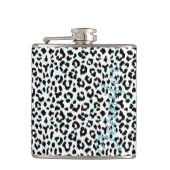 Chic Schwarzweiß-Cheetah-Print-Monogramm Flachmann (Vorderseite)