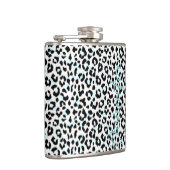 Chic Schwarzweiß-Cheetah-Print-Monogramm Flachmann (Rechts)