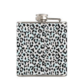 Chic Schwarzweiß-Cheetah-Print-Monogramm Flachmann (Rückseite)