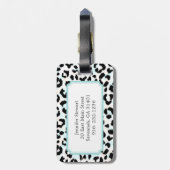 Chic Schwarzweiß-Cheetah-Print-Monogramm Gepäckanhänger (Rückseite vertikal)