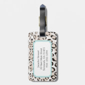 Chic Schwarzweiß-Cheetah-Print-Monogramm Gepäckanhänger (Rückseite vertikal)