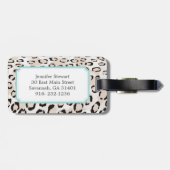 Chic Schwarzweiß-Cheetah-Print-Monogramm Gepäckanhänger (Rückseite horizontal)
