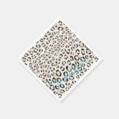 Chic Schwarzweiß-Cheetah-Print-Monogramm Serviette (Ecke)