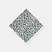 Chic Schwarzweiß-Cheetah-Print-Monogramm Serviette (Ecke)