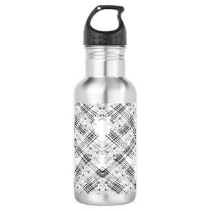 Chic Schwarzweiß Streifen und Blume Muster Edelstahlflasche