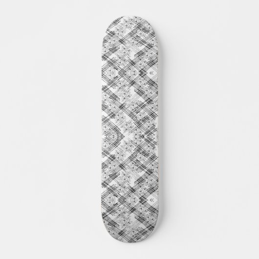 Chic Schwarzweiß Streifen und Blume Muster Skateboard (Vorne)