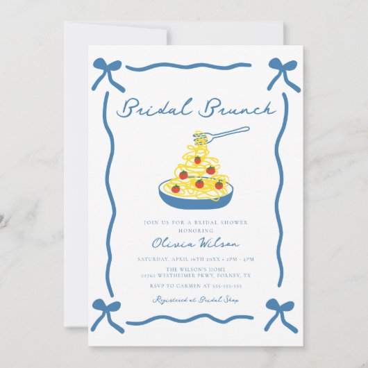 Chic Scribble Bow Italienisches Brautparty Einladung (Vorderseite)