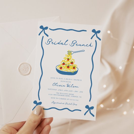 Chic Scribble Bow Italienisches Brautparty Einladung