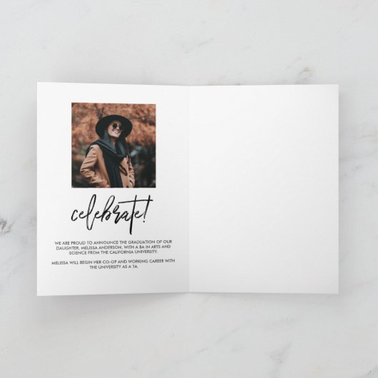 Chic Script 2 Foto Abschluss Ankündigung (Innenseite)