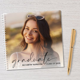 Chic Script 2 Foto Graduation Party Guest Book Notizblock