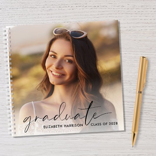 Chic Script 2 Foto Graduation Party Guest Book Notizblock