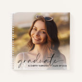 Chic Script 2 Foto Graduation Party Guest Book Notizblock (Vorderseite)