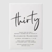 Chic Script 30. Geburtstag Party Pergament Einladungen (Vorderseite)