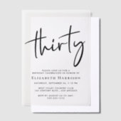 Chic Script 30. Geburtstag Party Pergament Einladungen (Versetzt)