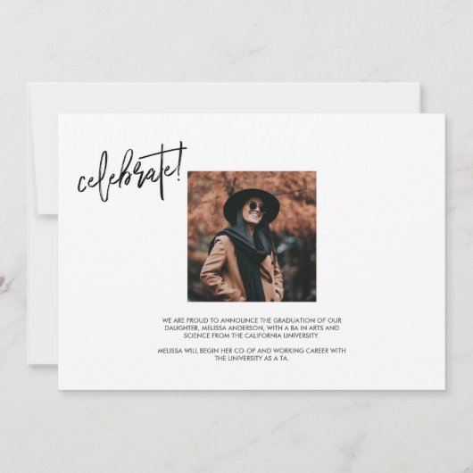 Chic Script 3 Foto Abschluss Ankündigung (Rückseite)