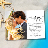 Chic Script 3 Foto Collage Wedding Danke Karte