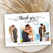 Chic Script 3 Foto Collage Wedding Danke Karte
