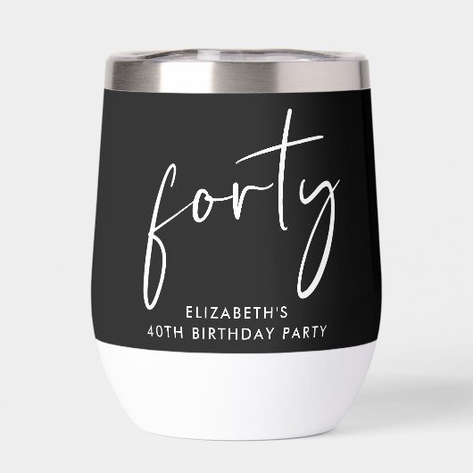 Chic Script 40. Geburtstag Party Black (Rückseite)