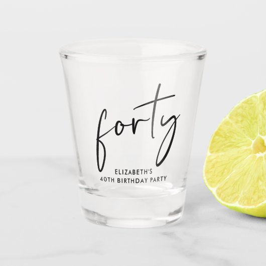 Chic Script 40. Geburtstag Party Schnapsglas (Vorderseite)