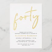 Chic Script 40. Geburtstagsfeier Folieneinladung (Vorderseite)