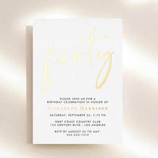 Chic Script 40. Geburtstagsfeier Folieneinladung