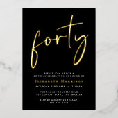Chic Script 40. Geburtstagsfeier Folieneinladung (Vorderseite)