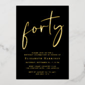 Chic Script 40. Geburtstagsfeier Folieneinladung (Vorderseite)