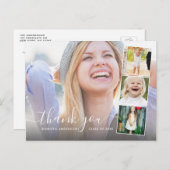 Chic Script 4 Foto Collage Abschluss Vielen Dank Postkarte (Vorne/Hinten)